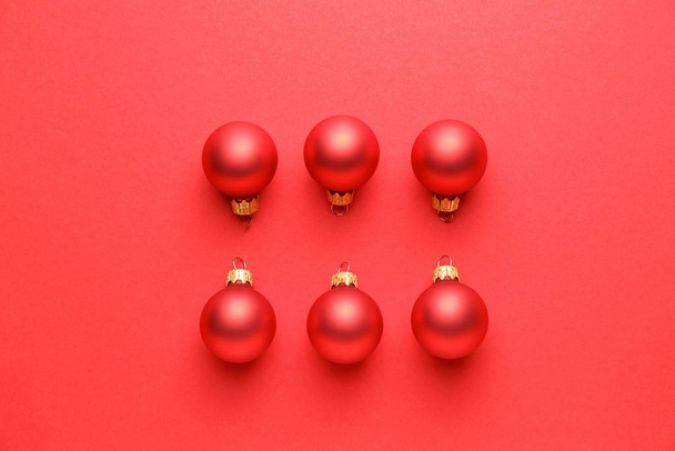 Beautiful Christmas balls on color background - Photo, image