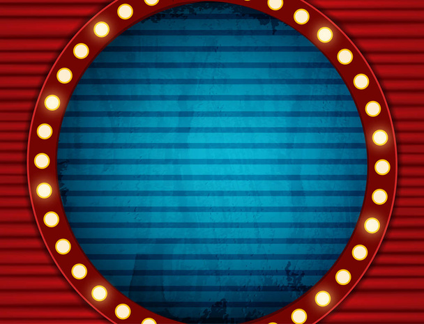 Vintage cirkusz háttér piros függönnyel - Vektor, kép