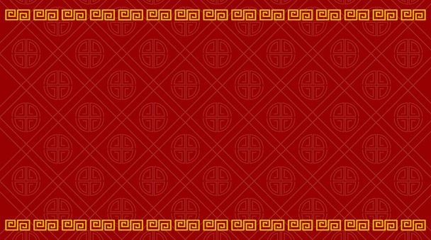 赤で中国のパターンを持つ背景テンプレート - ベクター画像