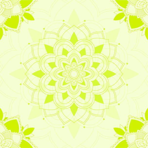 Mandala-Muster auf grünem Hintergrund - Vektor, Bild