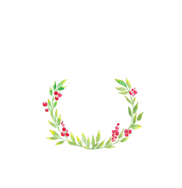 Hand drawn watercolor Christmas wreath - Photo, Image