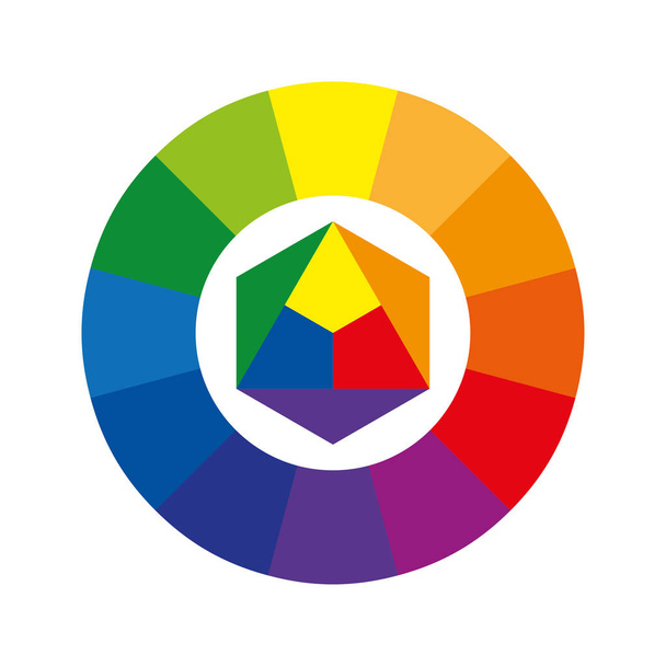 Barevné kolo nebo barevný kruh s dvanácti barvami - Vektor, obrázek