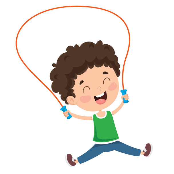 Malé šťastné dítě skákání lano - Vektor, obrázek