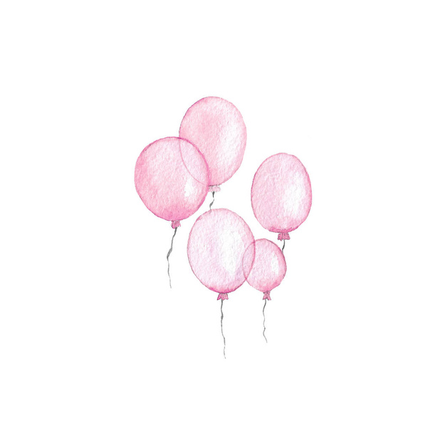 акварельні рожеві повітряні кульки
 - Фото, зображення