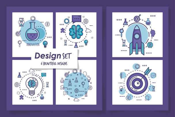 establecer seis diseños de trabajo en equipo con iconos
 - Vector, Imagen