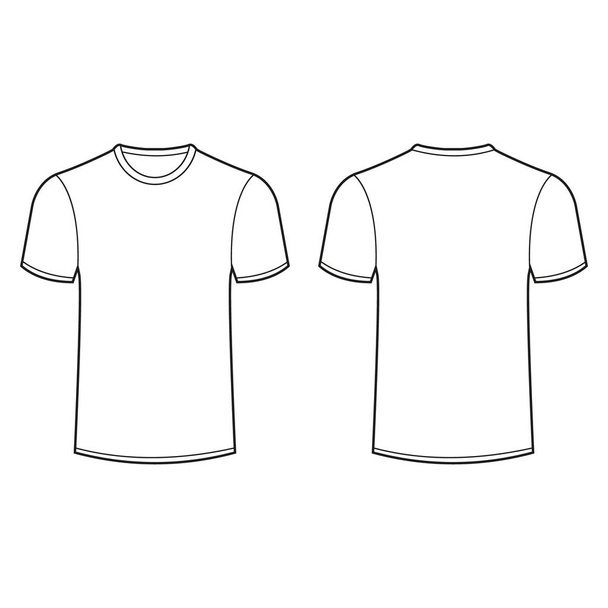 Illustration vectorielle de la vue avant et arrière du t-shirt. Isolé
. - Vecteur, image