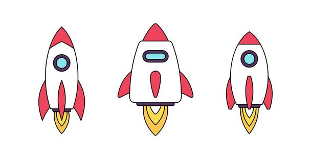 Set of Rockets. isolated on white background - Vector, imagen