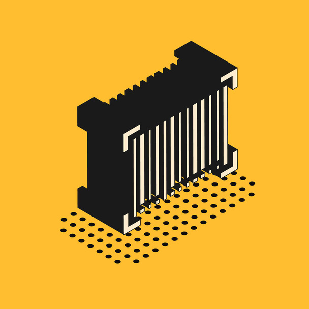 Icono isométrico de código de barras aislado sobre fondo amarillo. Ilustración vectorial
 - Vector, imagen