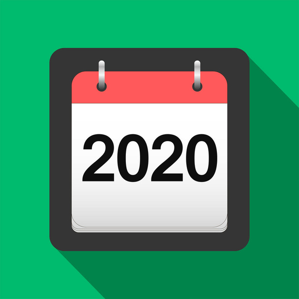 2020 ημερολόγιο επίπεδη εικονίδιο, 2020 ημερολόγιο καλύψει φύλλο επίπεδη στυλ, το νέο έτος παραμονή διάνυσμα - Διάνυσμα, εικόνα