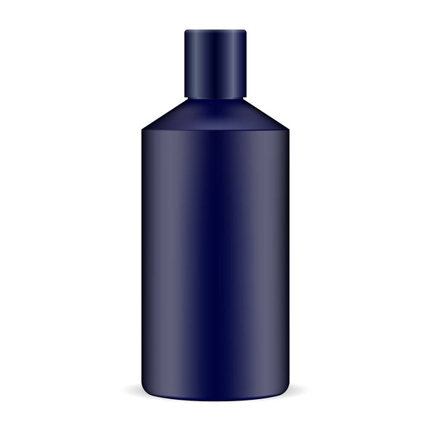 Темно-синий косметический макет упаковки. Шампунь
 - Вектор,изображение