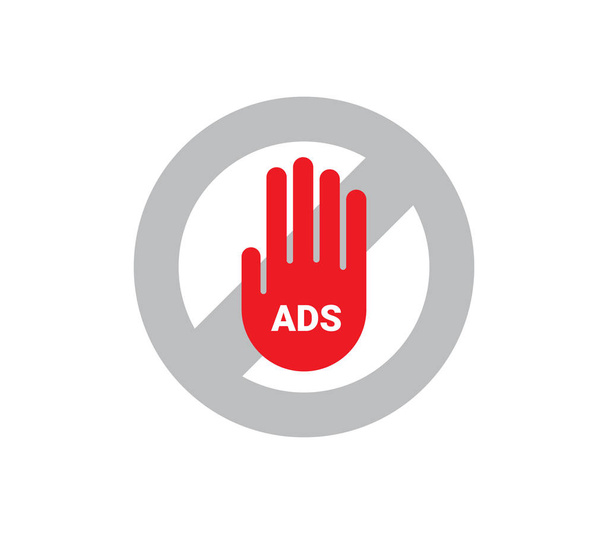 No Ad Blocker Palm Sign. Isolated Vector Illustration - Vector, Image