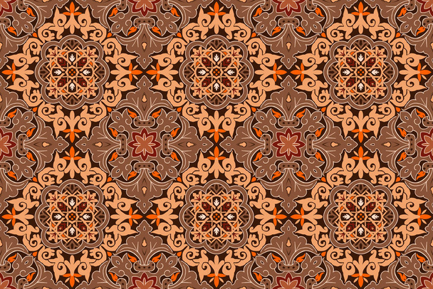Seamless Ethnic Geometric Motifs. Morocco Arabic Pattern. Traditional Islamic Design Background with Brown Colors ready for Textile Prints. - Photo, Image