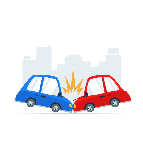 Acidente de carro azul e vermelho. Ilustração Vectorial Isolada
 - Vetor, Imagem