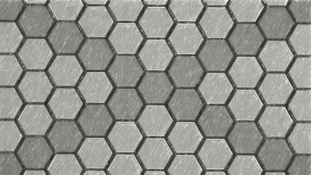 黒と白のモノクロームの鉛筆のスケッチ六角形の背景パターン. - 写真・画像