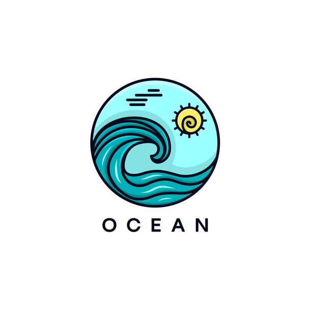 Abstract design of ocean logo with waves. Vector illustration - Wektor, obraz