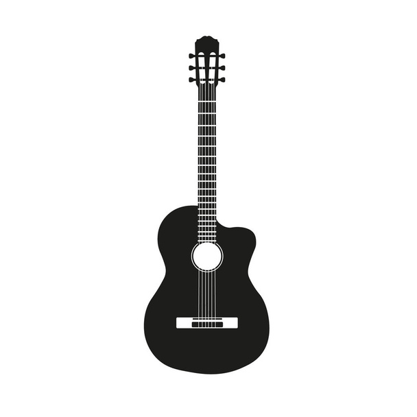 Silhouette de guitare acoustique. Illustration vectorielle. Conception plate
. - Vecteur, image