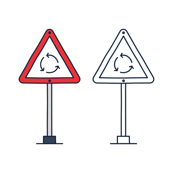 Icono de línea de señal de circulación rotonda. carretera rotonda. Roundabo
 - Vector, imagen