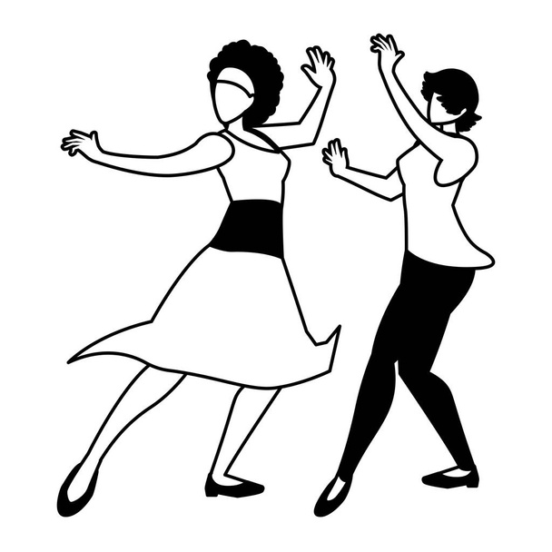 σιλουέτα των γυναικών σε στάση του χορού σε λευκό φόντο - Διάνυσμα, εικόνα