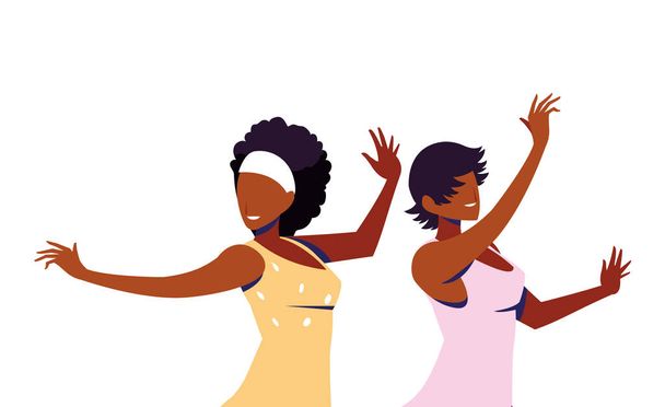 Dans eden kadınlar, poz, parti, dans kulübü - Vektör, Görsel