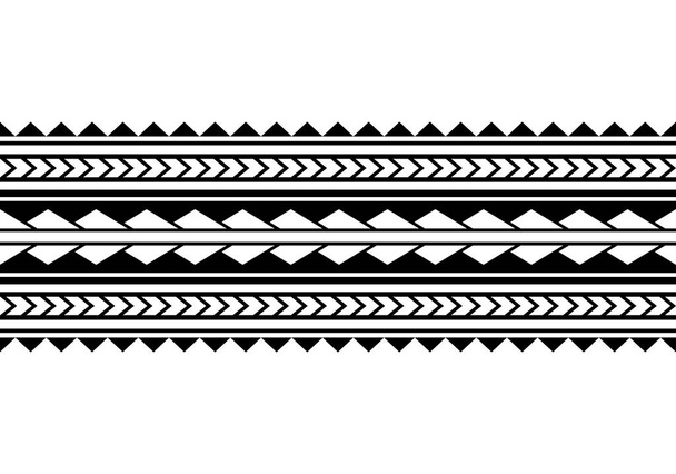 Полинезийский браслет Маори. Племенной рукав бесшовный вектор шаблона. Самоанская приграничная татуировка на передней руке или ноге. Племя татуировки на руке. полоса ткани бесшовный орнамент изолирован на белом фоне - Вектор,изображение