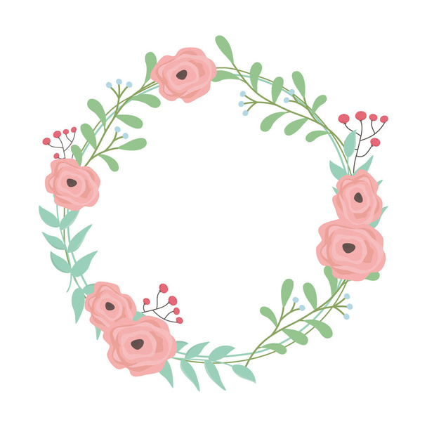 Isolated flowers wreath vector design - Vector, Imagen