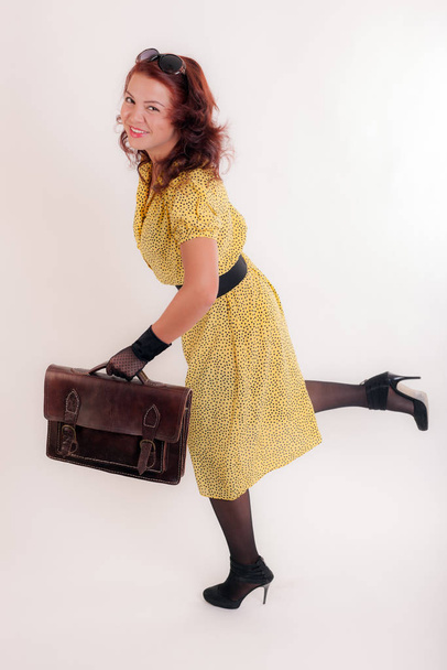 happy girl with a briefcase - Fotó, kép
