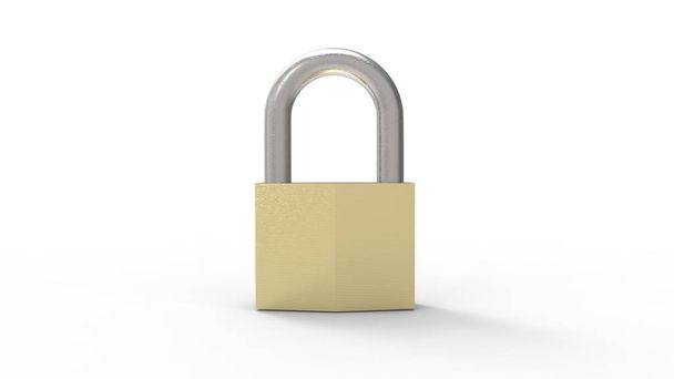 3d rendering of a padlock isolated in a white studio background - Photo, Image