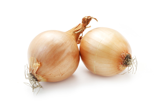 close-up shot van Two Onions Isolated On White - Foto, afbeelding