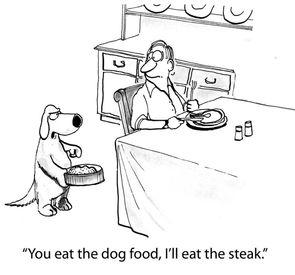 Illustrazione cartone animato. Bistecca per cane
 - Foto, immagini