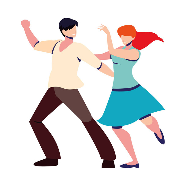 couple of people in pose of dancing on white background - ベクター画像