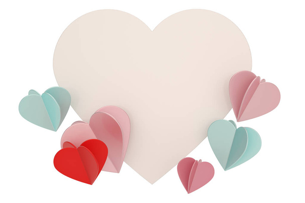 3D Hearts Isolated on white background. 3d illustration - Φωτογραφία, εικόνα