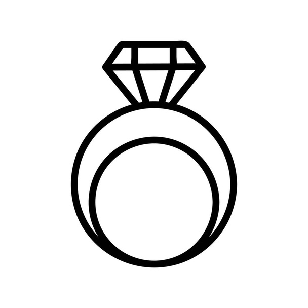 Diamantring Icon Vektor. Isolierte Kontursymboldarstellung - Vektor, Bild