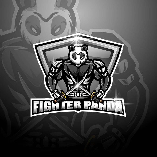 Panda fighter esport mascota logo - Vector, imagen
