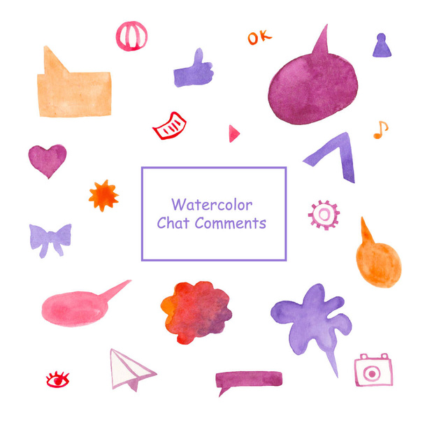 Set Orange, Pink, Purple Watercolor Elementos clipart comentários em c
 - Foto, Imagem