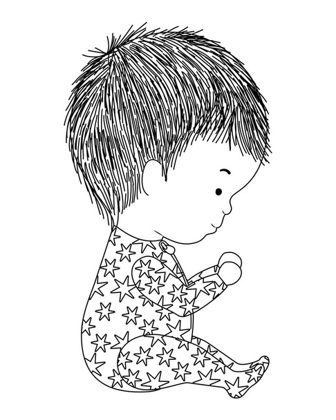 Bambino carino con disegno vettoriale del pigiama
 - Vettoriali, immagini