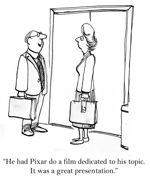"Hij had pixar doen een film gewijd aan zijn onderwerp. het was een grote presentatie." - Foto, afbeelding