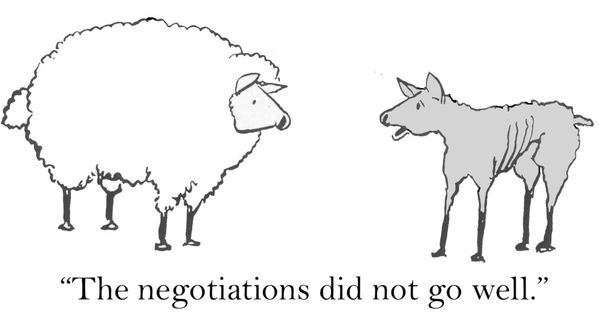 Thin and thick sheep. Cartoon illustration - Photo, Image