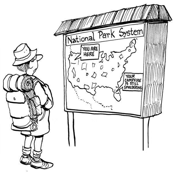 Cartoon Illustration Mann schaut auf die Karte - Foto, Bild