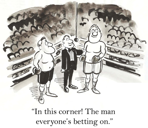 Боксёры на ринге. Карикатура
 - Фото, изображение