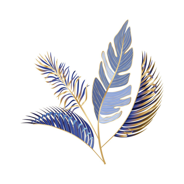 Ізольовані тропічні сині листя Векторний дизайн
 - Вектор, зображення