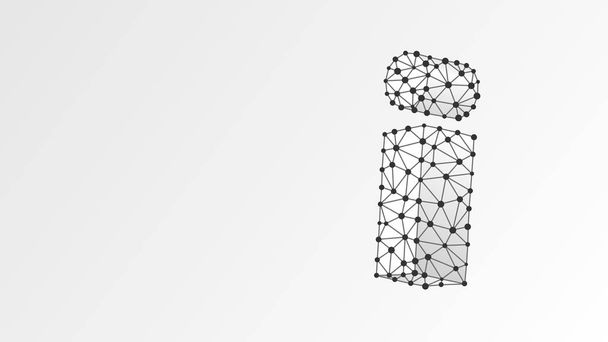 Alphabet letter I. Abstract digital wireframe, low poly mesh, vector white origami 3d illustration. Desenho de uma carta minúscula. Banner, modelo ou um padrão. Triângulo, ponto de linha
 - Vetor, Imagem