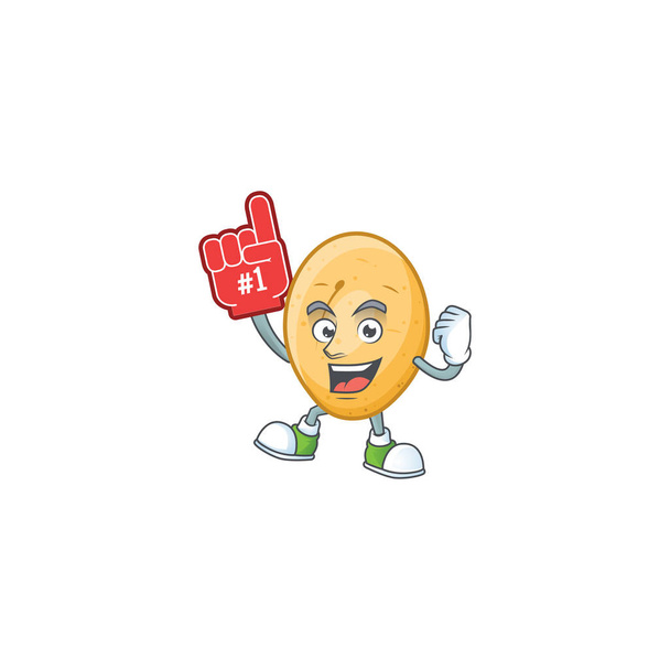 Funny potato mascot cartoon style with Foam finger - Vektör, Görsel
