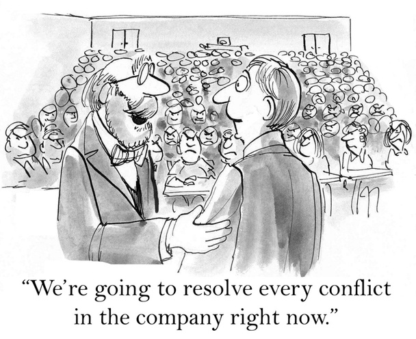 ilustracja kreskówka. biznesmeni są gonna uchwalać każdego konfliktu w firmie - Zdjęcie, obraz