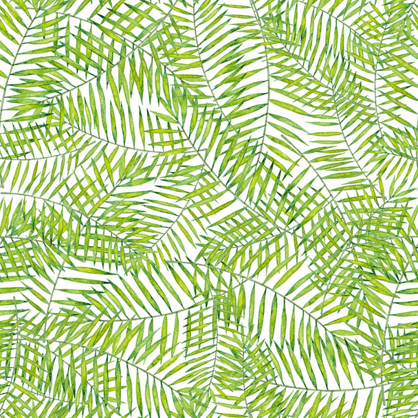 palmbladeren naadloos patroon, aquareltekening - Foto, afbeelding