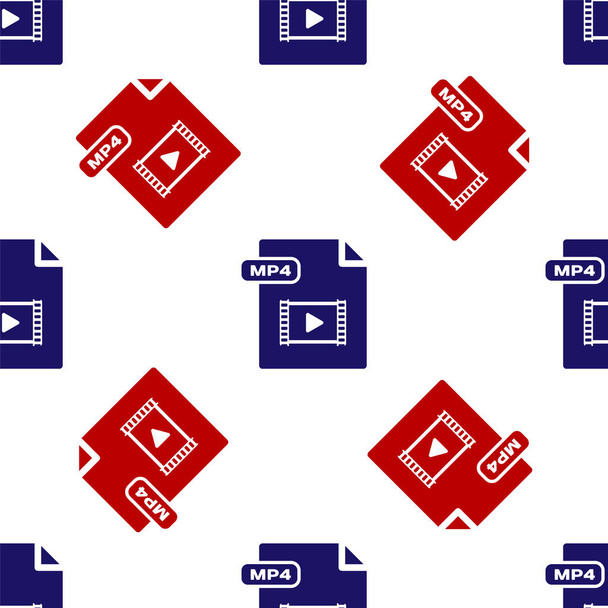 Modrý a červený dokument Mp4. Stáhnout mp4 tlačítko ikona izolované bezešvé vzor na bílém pozadí. Symbol souboru Mp4. Vektorová ilustrace - Vektor, obrázek