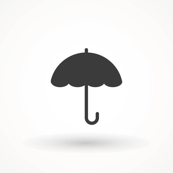 Umbrella icon vector. Rain protection. Black and white silhouette flat design. - Vector, Imagen