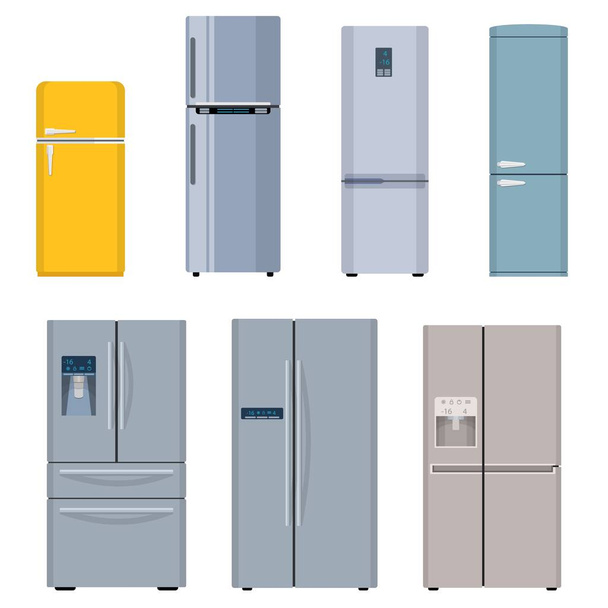 Conjunto de refrigeradores lado a lado
, - Vector, Imagen