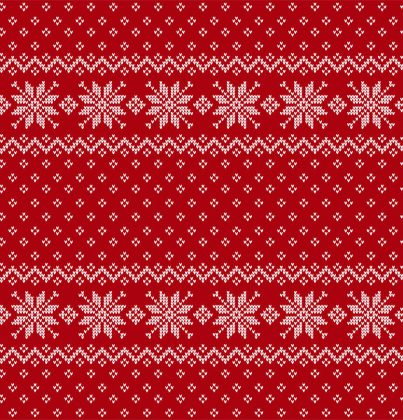 Knitted Christmas and New Year pattern, norwegian background - Vector, Image