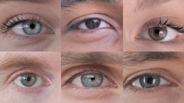 De collage van knipperende oog van jonge mensen - Foto, afbeelding