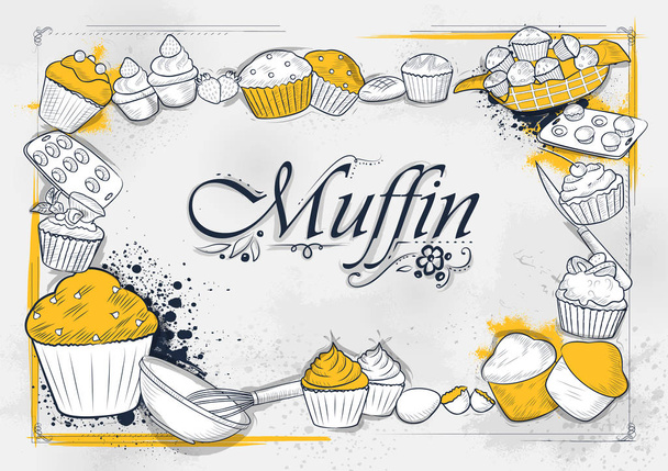 Modèle de différents types de muffins pour la conception de fond de menu de l'hôtel ou du restaurant
 - Vecteur, image